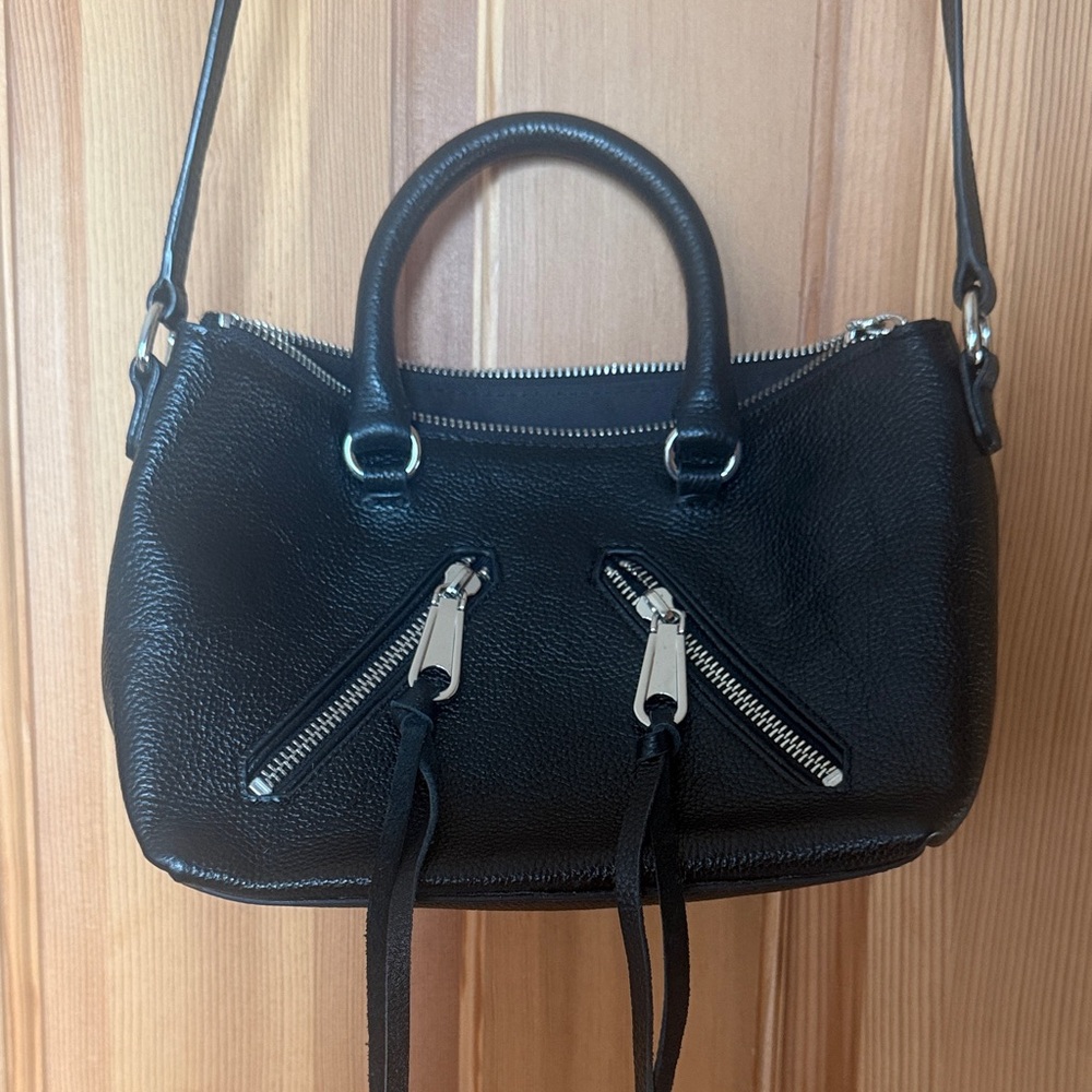 Women's Rebecca Minkoff Black Leather Crossbody Mini Satchel